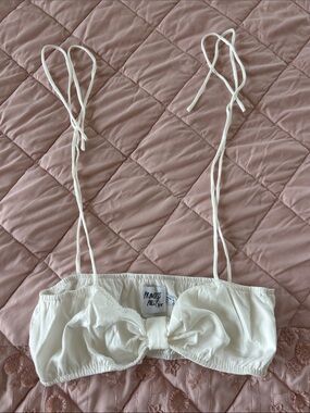 Princess Polly White Tie-Shoulder Bow Bandeau Top